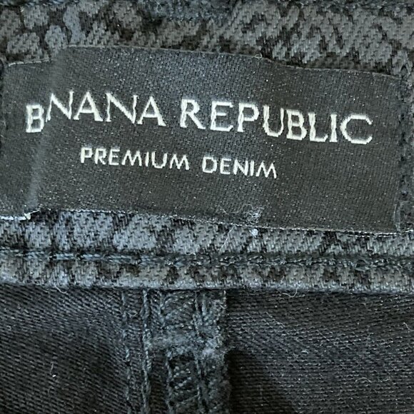 Banana Republic Women Black Pants Size 32R Phyton Print Skinny Mid Rise Stretch - Picture 5 of 10
